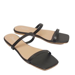 כפכפים שטוחים רצועות בצבע שחור | 36-41 | BIANKA 5012