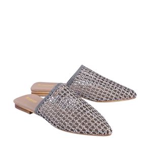 כפכפים רשת שטוחים חרטום שפיץ בצבע אפור | 36-43 | MIZU 411433