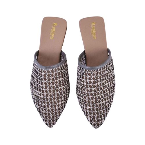 כפכפים רשת שטוחים חרטום שפיץ בצבע אפור | 36-43 | MIZU 411433