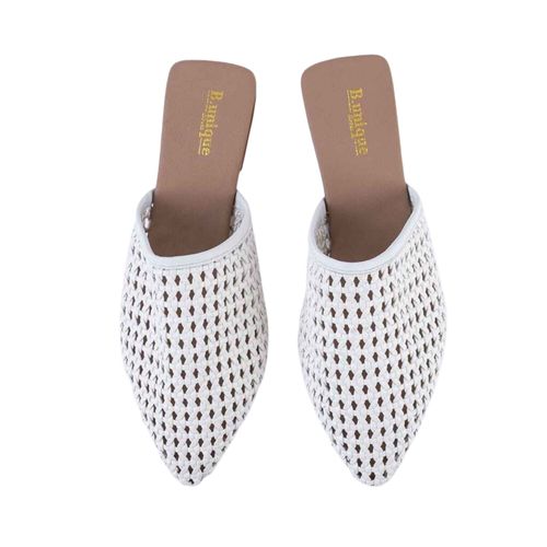 כפכפים רשת שטוחים חרטום שפיץ בצבע לבן  | 36-43 | MIZU 411433