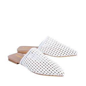 כפכפים רשת שטוחים חרטום שפיץ בצבע לבן  | 36-43 | MIZU 411433