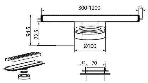 תעלת ניקוז נסתר מלבני 70 ס