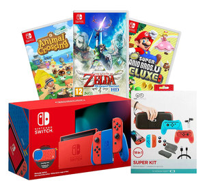 קונסולת נינטנדו סוויץ - הערכה המושלמת! כולל 3 משחקים לבחירה וערכת אביזרים משלימה לחווית משחק אולטימטיבית