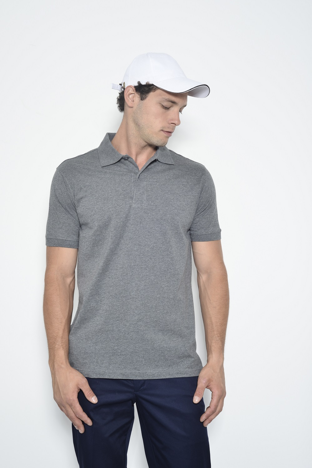 חולצת פולו בייסיק אפור מלאנז