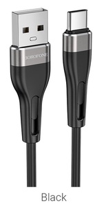 כבל טעינה ודאטה מהיר  Borofone Silicone USB to Type-c Black