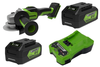 משחזת זווית "5 (125 מ"מ) Brushless עם שתי סוללות 5.0Ah + מטען מהיר( דור 2 ) greenworks