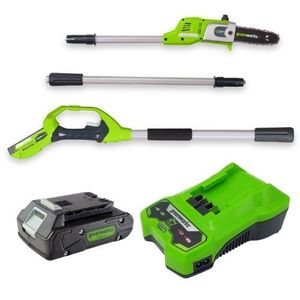 מסור גבהים 24V (משופר) + סוללה 2.0Ah + מטען מהיר greenworks