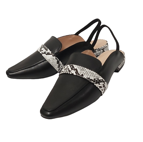 נעליים שטוחות בגימור שפיץ עם רצועת גומי בצבע שחור | 35-41 | AEROFLEXY 1071