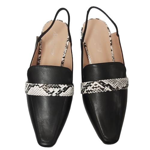 נעליים שטוחות בגימור שפיץ עם רצועת גומי בצבע שחור | 35-41 | AEROFLEXY 1071