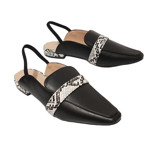 נעליים שטוחות בגימור שפיץ עם רצועת גומי בצבע שחור | 35-41 | AEROFLEXY 1071