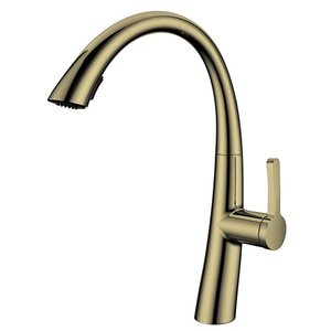 ברז מטבח נשלף גבוה שני מצבים זהב מוברש דגם זואי