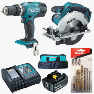 סט ליתיום 18V מברגה/מקדחה רוטטת + מסור עגול + סוללה 4.0AH בתיק MAKITA