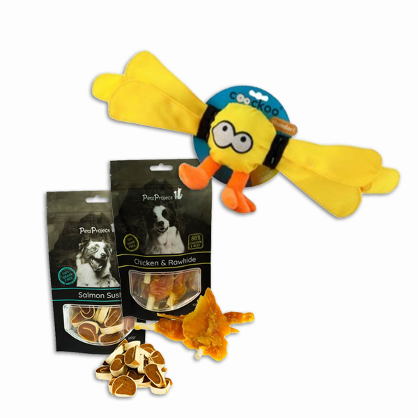 מארז צעצוע נשיכה קוקו ו שני חטיפים לכלב 