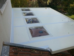 חדר שמש : מגג פאנל אלומיניום , 4 יח כיפות אור + ווטרינות