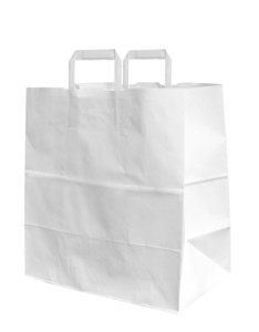 שקיות נייר טייק אווי 27/29+16 ידית מלבנית פנימית צבע לבן