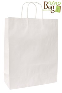 שקיות נייר 42/37/13+5 ידית מגולגלת לבן קיפול עליון