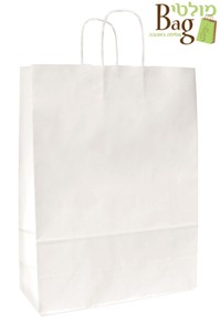 שקיות נייר ידית מגולגלת 25/24+11 לבן