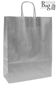 שקיות נייר ידית מגולגלת 23/32+10 כסף פסים