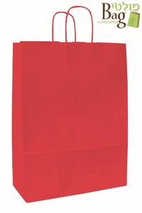שקיות נייר ידית מגולגלת 26/34+11 אדום