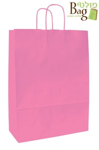 שקיות נייר ידית מגולגלת 32/42+13 ורוד