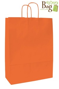 שקיות נייר ידית מגולגלת 32/42+13 כתום