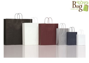 שקיות נייר ידית מגולגלת 32/42+13 כסף פסים