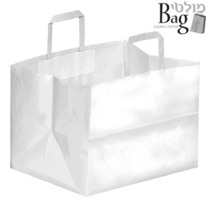 שקיות נייר ידיות מלבן 35/25+23 קרפט לבן