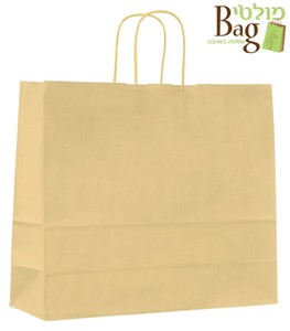 שקיות נייר ידית מגולגלת 42/37+13 שמנת