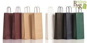 שקיות נייר ידית מגולגלת 15/40+8 בורדו פסים