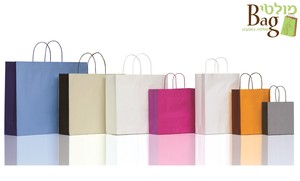 שקיות נייר ידית מגולגלת 42/37/13+5 אפור כהה/בהיר