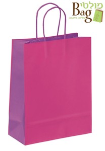 שקיות נייר ידית מגולגלת 32/27/10+5 פוקסיה/סגול