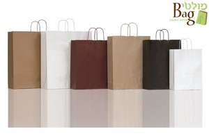 שקיות נייר ידית מגולגלת 32/28+13 קרפט לבן