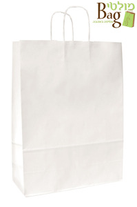 שקיות נייר ידית מגולגלת 15/20+8 לבן פסים